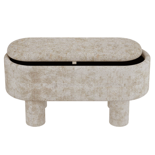 Worldwide Home Furnishings Sezron-storage Stylish Ottoman Bench With Hidden Storage For Clutter-free Living And Cozy Seating Beige Fabric 402-642beg