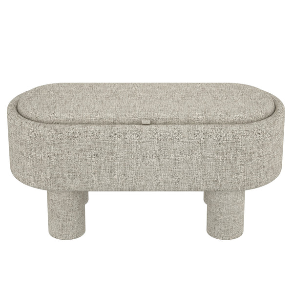 Worldwide Home Furnishings Sezron-storage Stylish Ottoman Bench With Hidden Storage For Clutter-free Living And Cozy Seating Warm Grey Fabric 402-642wgy
