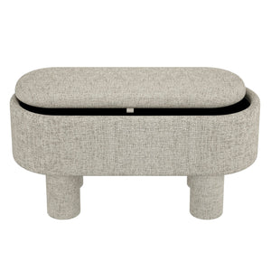 Worldwide Home Furnishings Sezron-storage Stylish Ottoman Bench With Hidden Storage For Clutter-free Living And Cozy Seating Warm Grey Fabric 402-642wgy