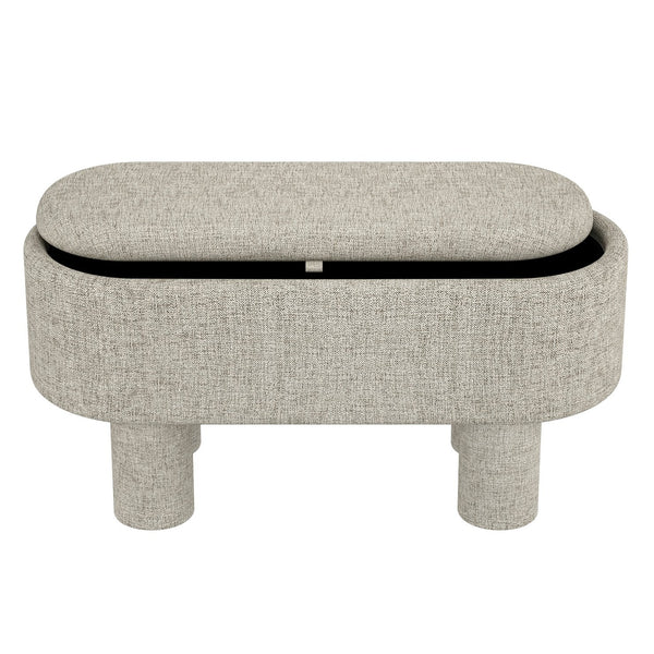 Worldwide Home Furnishings Sezron-storage Stylish Ottoman Bench With Hidden Storage For Clutter-free Living And Cozy Seating Warm Grey Fabric 402-642wgy