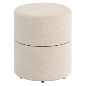 Worldwide Home Furnishings Novar-round Swivel Ottoman - Chic Boucle Upholstered Stool For Vanity Or Extra Living Room Seating Cream Boucle Fabric,Metal 402-670cm