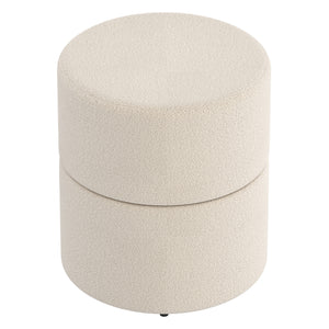 Worldwide Home Furnishings Novar-round Swivel Ottoman - Chic Boucle Upholstered Stool For Vanity Or Extra Living Room Seating Cream Boucle Fabric,Metal 402-670cm