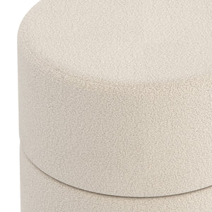 Worldwide Home Furnishings Novar-round Swivel Ottoman - Chic Boucle Upholstered Stool For Vanity Or Extra Living Room Seating Cream Boucle Fabric,Metal 402-670cm