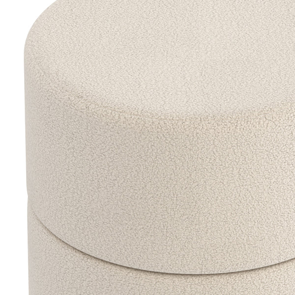 Worldwide Home Furnishings Novar-round Swivel Ottoman - Chic Boucle Upholstered Stool For Vanity Or Extra Living Room Seating Cream Boucle Fabric,Metal 402-670cm