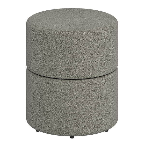Worldwide Home Furnishings Novar-round Swivel Ottoman - Chic Boucle Upholstered Stool For Vanity Or Extra Living Room Seating Warm Grey Boucle Fabric,Metal 402-670wgy