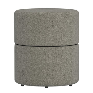 Worldwide Home Furnishings Novar-round Swivel Ottoman - Chic Boucle Upholstered Stool For Vanity Or Extra Living Room Seating Warm Grey Boucle Fabric,Metal 402-670wgy