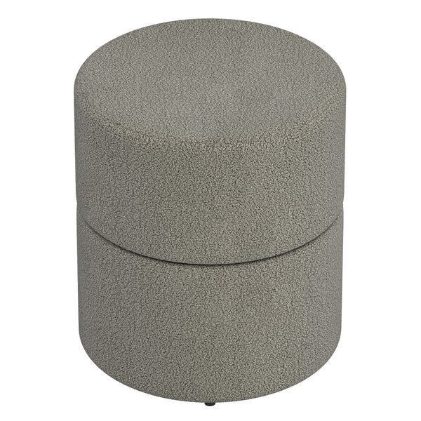Worldwide Home Furnishings Novar-round Swivel Ottoman - Chic Boucle Upholstered Stool For Vanity Or Extra Living Room Seating Warm Grey Boucle Fabric,Metal 402-670wgy