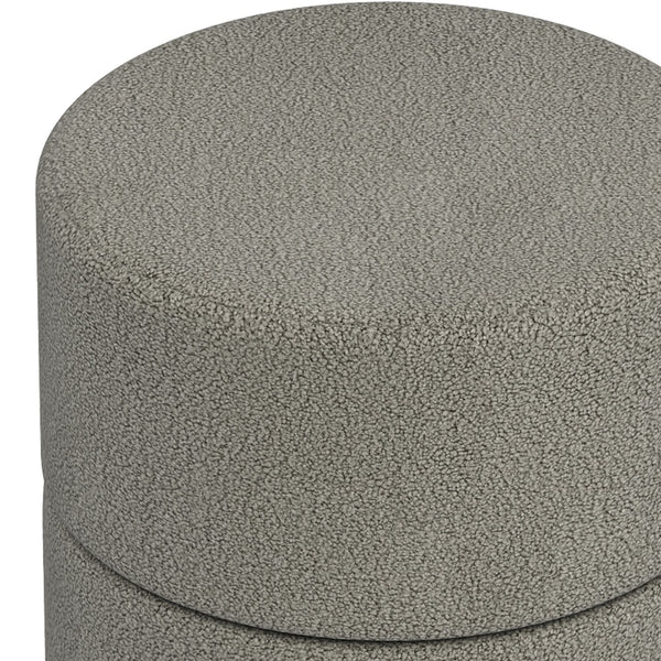 Worldwide Home Furnishings Novar-round Swivel Ottoman - Chic Boucle Upholstered Stool For Vanity Or Extra Living Room Seating Warm Grey Boucle Fabric,Metal 402-670wgy