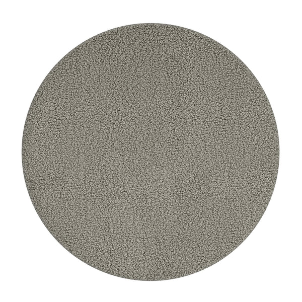 Worldwide Home Furnishings Novar-round Swivel Ottoman - Chic Boucle Upholstered Stool For Vanity Or Extra Living Room Seating Warm Grey Boucle Fabric,Metal 402-670wgy