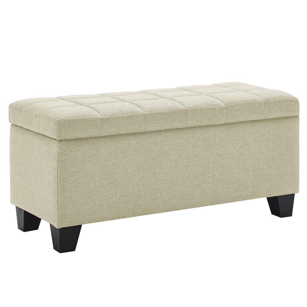 Worldwide Home Furnishings Lila-storage Ottoman - Stylish Beige Upholstered Design With Hidden Storage & Safety-stop Hinges Beige Fabric 402-777bg
