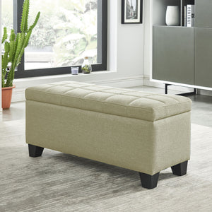 Worldwide Home Furnishings Lila-storage Ottoman - Stylish Beige Upholstered Design With Hidden Storage & Safety-stop Hinges Beige Fabric 402-777bg
