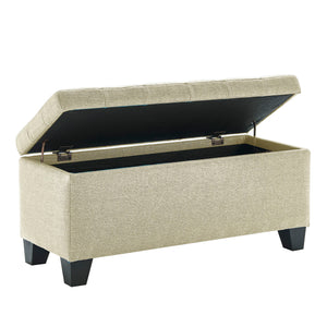Worldwide Home Furnishings Lila-storage Ottoman - Stylish Beige Upholstered Design With Hidden Storage & Safety-stop Hinges Beige Fabric 402-777bg