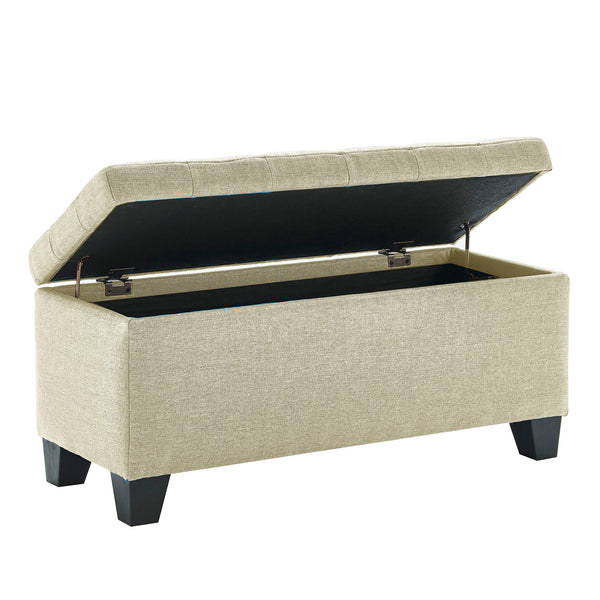 Worldwide Home Furnishings Lila-storage Ottoman - Stylish Beige Upholstered Design With Hidden Storage & Safety-stop Hinges Beige Fabric 402-777bg