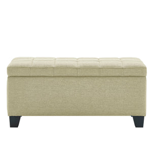 Worldwide Home Furnishings Lila-storage Ottoman - Stylish Beige Upholstered Design With Hidden Storage & Safety-stop Hinges Beige Fabric 402-777bg