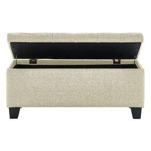 Worldwide Home Furnishings Lila-storage Ottoman - Stylish Beige Upholstered Design With Hidden Storage & Safety-stop Hinges Beige Fabric 402-777bg