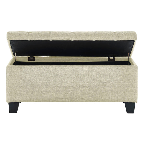 Worldwide Home Furnishings Lila-storage Ottoman - Stylish Beige Upholstered Design With Hidden Storage & Safety-stop Hinges Beige Fabric 402-777bg