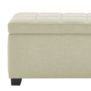 Worldwide Home Furnishings Lila-storage Ottoman - Stylish Beige Upholstered Design With Hidden Storage & Safety-stop Hinges Beige Fabric 402-777bg