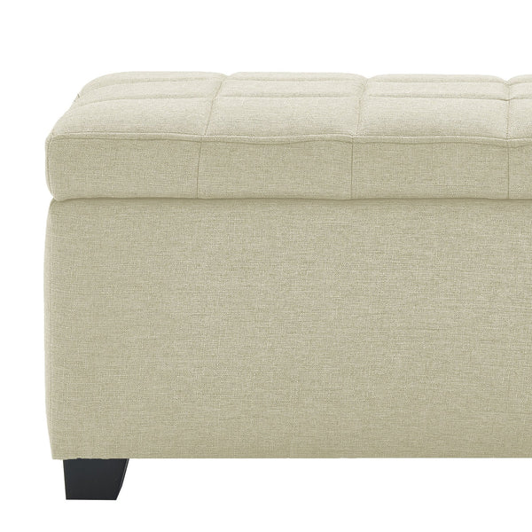 Worldwide Home Furnishings Lila-storage Ottoman - Stylish Beige Upholstered Design With Hidden Storage & Safety-stop Hinges Beige Fabric 402-777bg