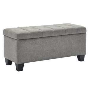 Worldwide Home Furnishings Lila-storage Ottoman - Stylish Grey Seating With Ample Hidden Storage And Safety Features For Your Home Grey Fabric 402-777gy