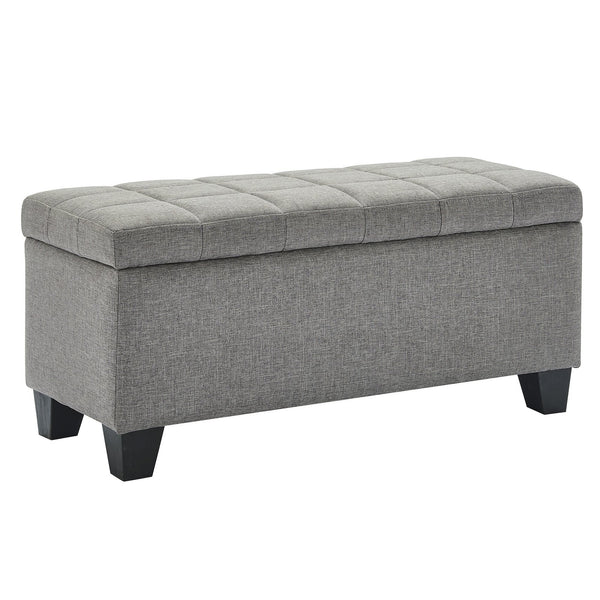 Worldwide Home Furnishings Lila-storage Ottoman - Stylish Grey Seating With Ample Hidden Storage And Safety Features For Your Home Grey Fabric 402-777gy