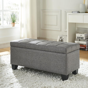 Worldwide Home Furnishings Lila-storage Ottoman - Stylish Grey Seating With Ample Hidden Storage And Safety Features For Your Home Grey Fabric 402-777gy