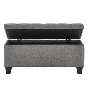 Worldwide Home Furnishings Lila-storage Ottoman - Stylish Grey Seating With Ample Hidden Storage And Safety Features For Your Home Grey Fabric 402-777gy