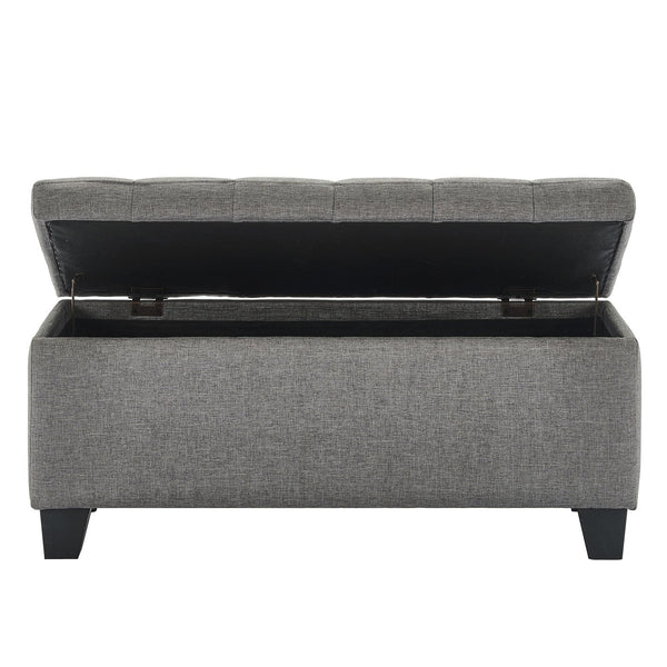Worldwide Home Furnishings Lila-storage Ottoman - Stylish Grey Seating With Ample Hidden Storage And Safety Features For Your Home Grey Fabric 402-777gy
