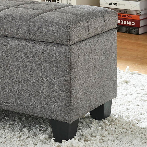 Worldwide Home Furnishings Lila-storage Ottoman - Stylish Grey Seating With Ample Hidden Storage And Safety Features For Your Home Grey Fabric 402-777gy