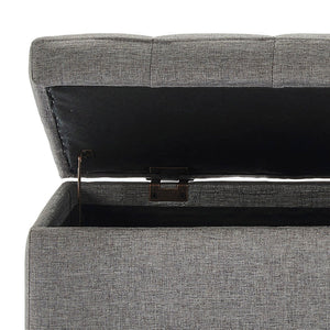 Worldwide Home Furnishings Lila-storage Ottoman - Stylish Grey Seating With Ample Hidden Storage And Safety Features For Your Home Grey Fabric 402-777gy