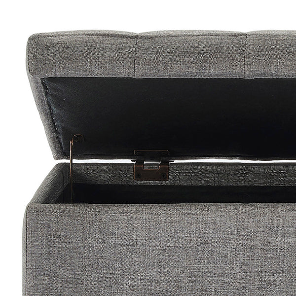 Worldwide Home Furnishings Lila-storage Ottoman - Stylish Grey Seating With Ample Hidden Storage And Safety Features For Your Home Grey Fabric 402-777gy
