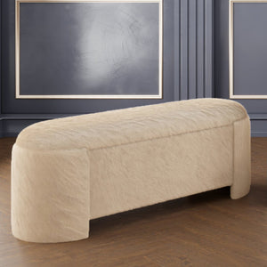 Worldwide Home Furnishings Selene-storage Ottoman - Luxurious Dark Beige Faux Fur Storage Bench For Modern Living Spaces Dark Beige Faux Fur 402-900dbk