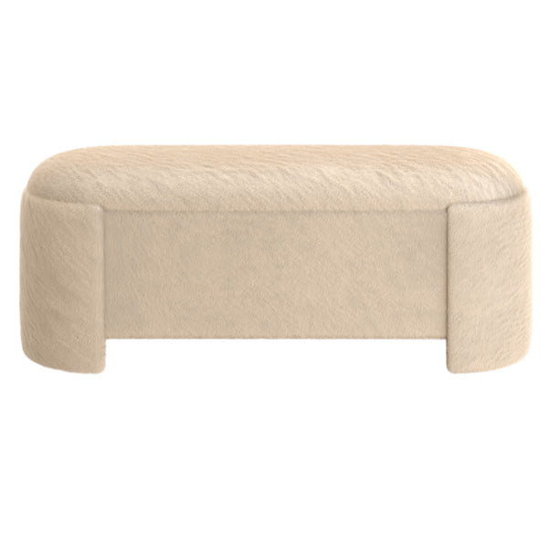 Worldwide Home Furnishings Selene-storage Ottoman - Luxurious Dark Beige Faux Fur Storage Bench For Modern Living Spaces Dark Beige Faux Fur 402-900dbk