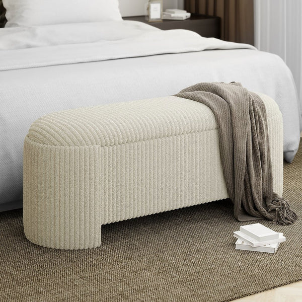 Worldwide Home Furnishings Cybil-storage Multifunctional Ottoman In Ivory - Luxurious Upholstered Storage Bench For Any Space Ivory Fabric 402-901iv