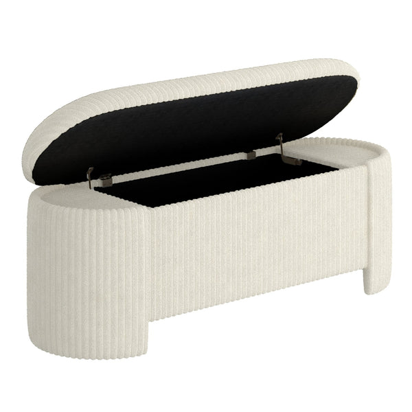 Worldwide Home Furnishings Cybil-storage Multifunctional Ottoman In Ivory - Luxurious Upholstered Storage Bench For Any Space Ivory Fabric 402-901iv