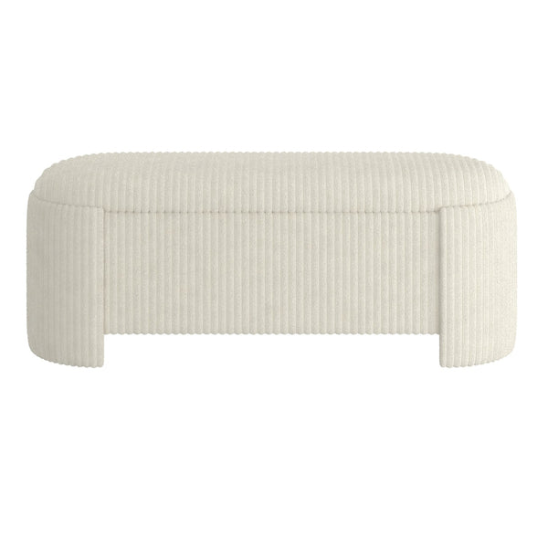 Worldwide Home Furnishings Cybil-storage Multifunctional Ottoman In Ivory - Luxurious Upholstered Storage Bench For Any Space Ivory Fabric 402-901iv