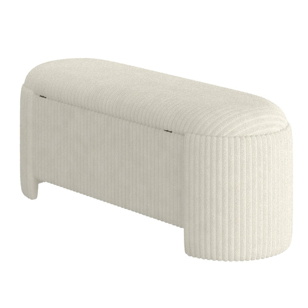 Worldwide Home Furnishings Cybil-storage Multifunctional Ottoman In Ivory - Luxurious Upholstered Storage Bench For Any Space Ivory Fabric 402-901iv