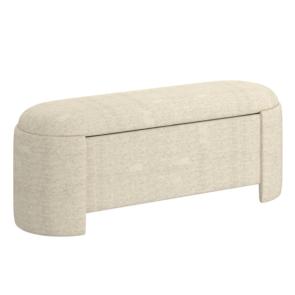 Worldwide Home Furnishings Daphne-storage Ottoman - Stylish Beige Upholstered Storage Bench For Modern Living Spaces & Comfort Beige Fabric 402-903bg