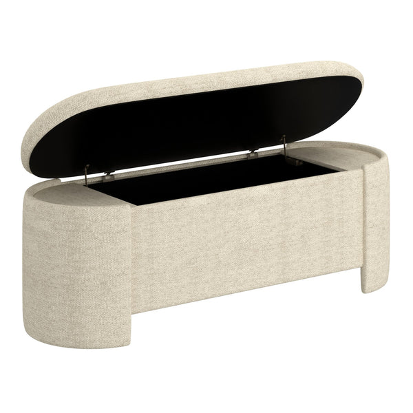Worldwide Home Furnishings Daphne-storage Ottoman - Stylish Beige Upholstered Storage Bench For Modern Living Spaces & Comfort Beige Fabric 402-903bg
