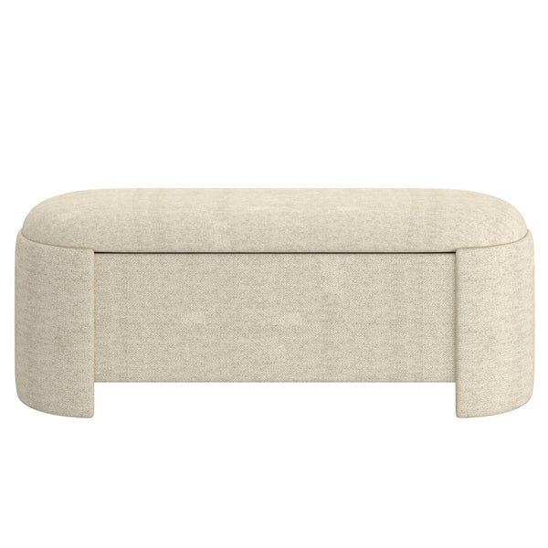 Worldwide Home Furnishings Daphne-storage Ottoman - Stylish Beige Upholstered Storage Bench For Modern Living Spaces & Comfort Beige Fabric 402-903bg