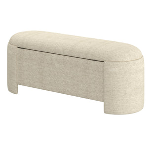 Worldwide Home Furnishings Daphne-storage Ottoman - Stylish Beige Upholstered Storage Bench For Modern Living Spaces & Comfort Beige Fabric 402-903bg