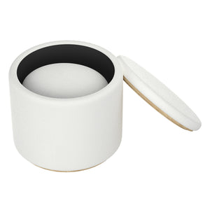 Worldwide Home Furnishings Cecily-2pc Stylish Ottoman Set With Storage And Serving Tray - Elevate Your Living Room Decor! Ivory Boucle Fabric,Wood 402-951iv