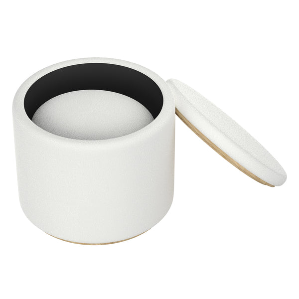 Worldwide Home Furnishings Cecily-2pc Stylish Ottoman Set With Storage And Serving Tray - Elevate Your Living Room Decor! Ivory Boucle Fabric,Wood 402-951iv