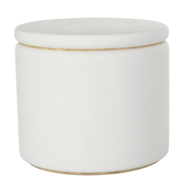 Worldwide Home Furnishings Cecily-2pc Stylish Ottoman Set With Storage And Serving Tray - Elevate Your Living Room Decor! Ivory Boucle Fabric,Wood 402-951iv