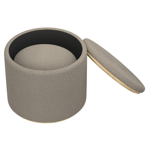 Worldwide Home Furnishings Cecily-2pc Stylish Ottoman Set With Storage And Serving Tray - Elevate Your Living Room Decor! Warm Grey Boucle Fabric,Wood 402-951wgy