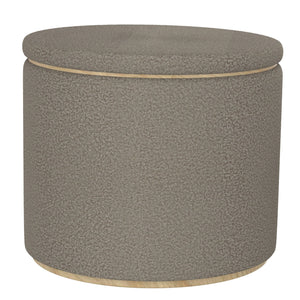 Worldwide Home Furnishings Cecily-2pc Stylish Ottoman Set With Storage And Serving Tray - Elevate Your Living Room Decor! Warm Grey Boucle Fabric,Wood 402-951wgy