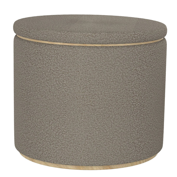 Worldwide Home Furnishings Cecily-2pc Stylish Ottoman Set With Storage And Serving Tray - Elevate Your Living Room Decor! Warm Grey Boucle Fabric,Wood 402-951wgy