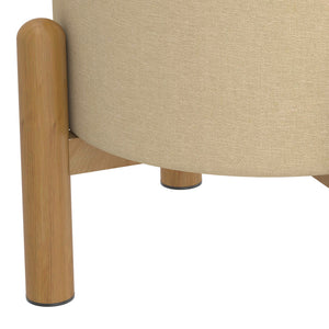 Worldwide Home Furnishings Heidi-storage Ottoman - Versatile Round Storage Solution In Beige Natural For Any Home Space Beige,Natural Fabric,Wood 402-976bg_Nt