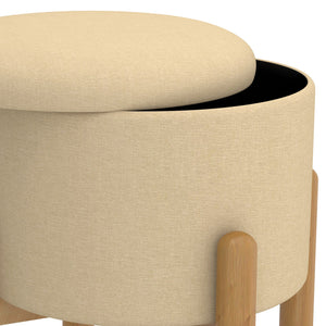 Worldwide Home Furnishings Heidi-storage Ottoman - Versatile Round Storage Solution In Beige Natural For Any Home Space Beige,Natural Fabric,Wood 402-976bg_Nt