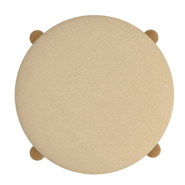 Worldwide Home Furnishings Heidi-storage Ottoman - Versatile Round Storage Solution In Beige Natural For Any Home Space Beige,Natural Fabric,Wood 402-976bg_Nt