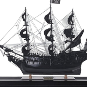 HomeRoots 32" Stunning Hand-Painted Black Pearl Pirate Ship Display Case - Nautical Décor for Home & Office 402006
